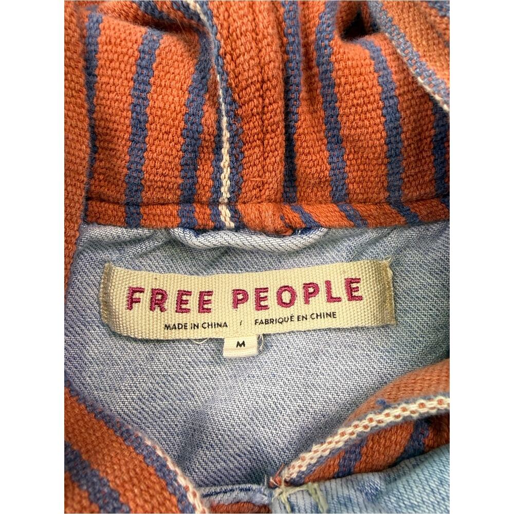 Free People Oversized Baja Hooded Denim Jacket In Baja Wash Size Medium Coastal - Picture 10 of 13